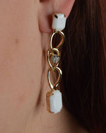 Load image into Gallery viewer, Faux Gemstone Curb Link Rhinestone Dangle Earrings
