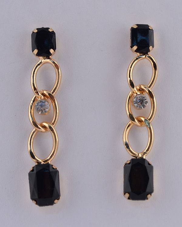 Faux Gemstone Curb Link Rhinestone Dangle Earrings