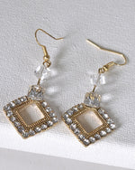 Load image into Gallery viewer, Crystal Studded Rhombus Shaped Earrings with Fishhook
