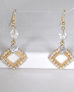 Load image into Gallery viewer, Crystal Studded Rhombus Shaped Earrings with Fishhook
