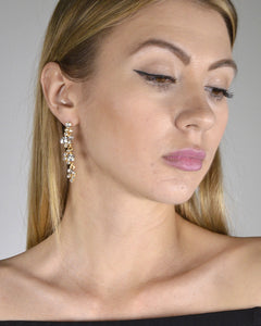 Crystal Studded Drop Earrings with Post Back Closure