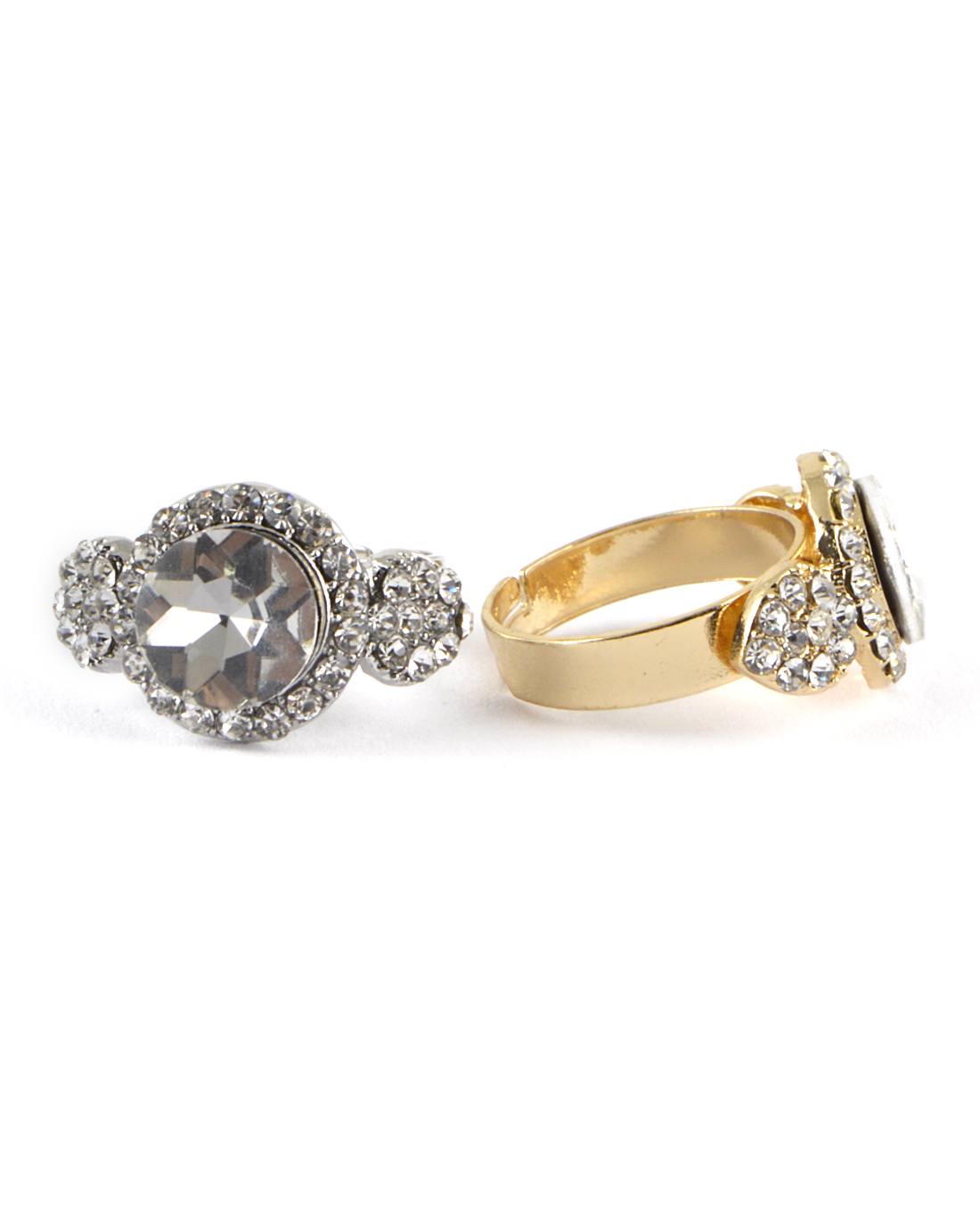 Crystal and Stone Studded Adjustable Ring