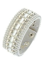 Load image into Gallery viewer, Rhinestone and stud accent band bracelet
