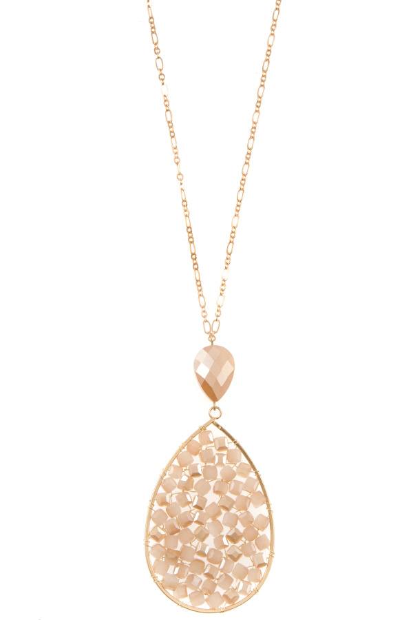 Ladies faceted wired teardrop long necklace