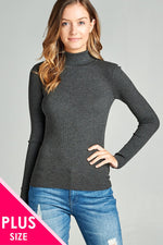 Load image into Gallery viewer, Long Sleeve Turtle Neck Fitted Rib Sweater Top
