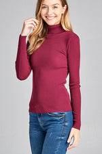 Load image into Gallery viewer, Long Sleeve Turtle Neck Fitted Rib Sweater Top
