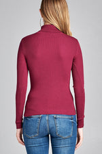 Load image into Gallery viewer, Long Sleeve Turtle Neck Fitted Rib Sweater Top
