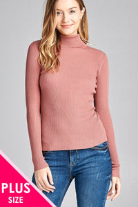 Long Sleeve Turtle Neck Fitted Rib Sweater Top