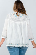 Load image into Gallery viewer, Ladies fashion plus size embroidery flower tassel cardigan
