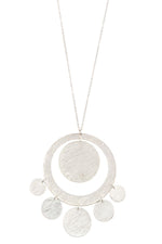 Load image into Gallery viewer, Textured disk link pendant long necklace
