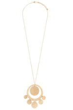 Load image into Gallery viewer, Textured disk link pendant long necklace
