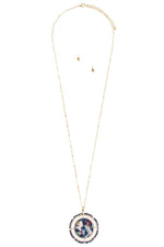 Load image into Gallery viewer, Faceted bead acetate circle pendant necklace set
