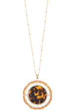 Load image into Gallery viewer, Faceted bead acetate circle pendant necklace set
