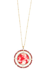 Load image into Gallery viewer, Faceted bead acetate circle pendant necklace set
