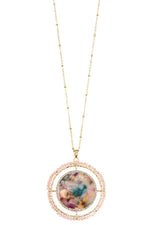 Load image into Gallery viewer, Faceted bead acetate circle pendant necklace set
