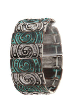 Load image into Gallery viewer, Rustic rectangular shape swirl stretch bracelet
