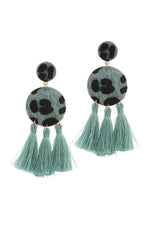 Load image into Gallery viewer, Double circle tassel post drop earring
