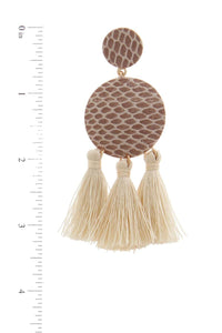 Double circle tassel post drop earring