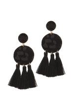 Load image into Gallery viewer, Double circle tassel post drop earring
