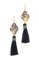 Load image into Gallery viewer, Acetate moroccan shape tassel drop earring
