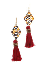 Load image into Gallery viewer, Acetate moroccan shape tassel drop earring
