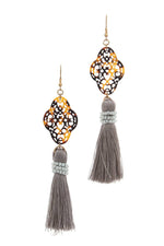 Load image into Gallery viewer, Acetate moroccan shape tassel drop earring
