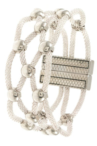 Woven ball bead accent mesh bracelet