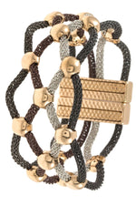 Load image into Gallery viewer, Woven ball bead accent mesh bracelet
