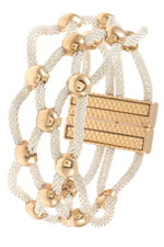 Load image into Gallery viewer, Woven ball bead accent mesh bracelet
