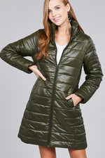 Load image into Gallery viewer, Long Sleeve Quilted Long Padding Jacket
