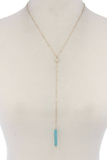 Load image into Gallery viewer, Rectangular Faux Stone Y Shape Necklace
