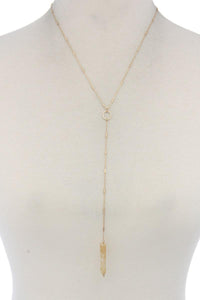 Rectangular Faux Stone Y Shape Necklace