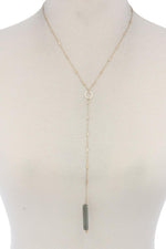 Load image into Gallery viewer, Rectangular Faux Stone Y Shape Necklace
