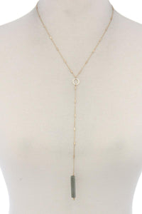 Rectangular Faux Stone Y Shape Necklace