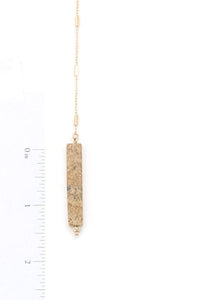 Rectangular Faux Stone Y Shape Necklace