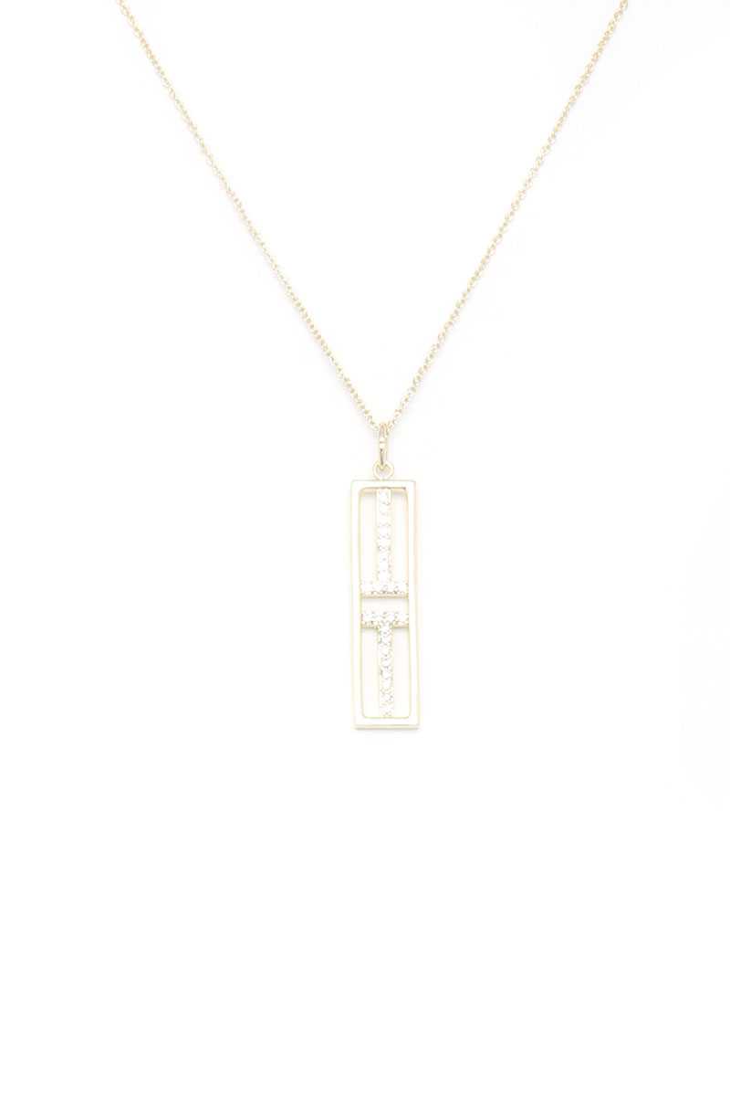 Metal Rectangular Shape Pendant Necklace