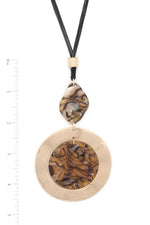 Load image into Gallery viewer, Cutout Circle Acetate Organic Shape Pendant Pu Leather Necklace
