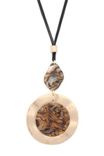 Load image into Gallery viewer, Cutout Circle Acetate Organic Shape Pendant Pu Leather Necklace
