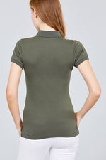 Load image into Gallery viewer, Classic Pique Spandex Polo Top
