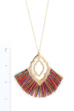 Load image into Gallery viewer, Double Moroccan Shape Fan Tassel Pendant Necklace
