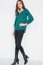 Load image into Gallery viewer, Fuzzy Long Sleeve V-neck Sweater
