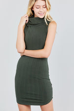 Load image into Gallery viewer, Sleeveless Cowl Neck Rib Mini Dress
