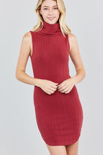 Load image into Gallery viewer, Sleeveless Cowl Neck Rib Mini Dress
