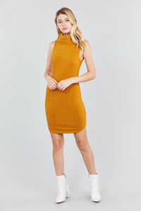 Sleeveless Cowl Neck Rib Mini Dress