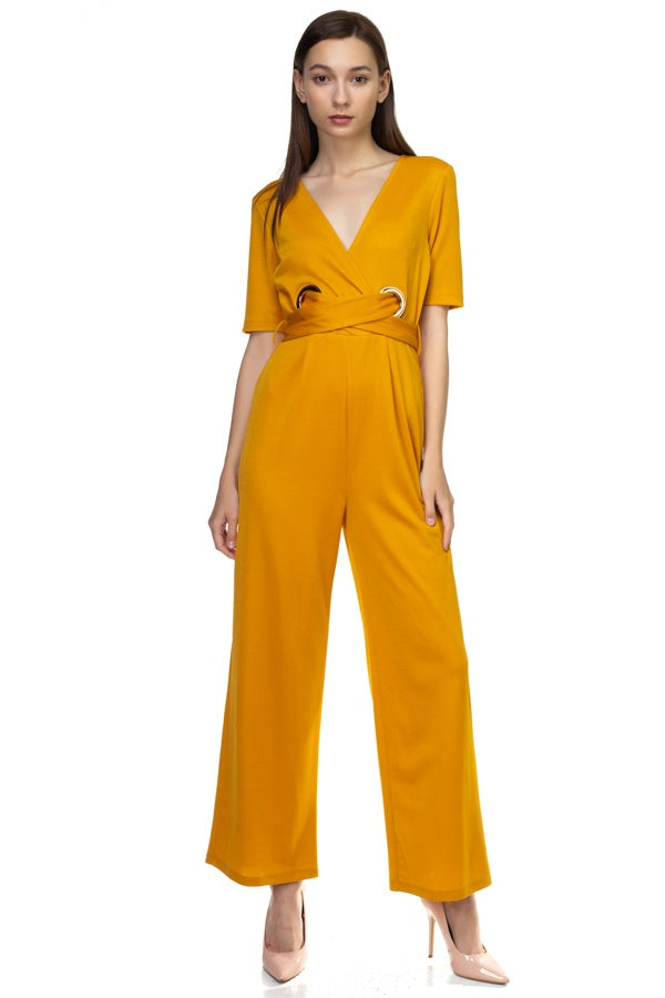 Grommets Belted Jumpsuit