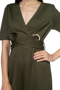 Grommets Belted Jumpsuit