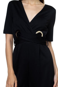 Grommets Belted Jumpsuit