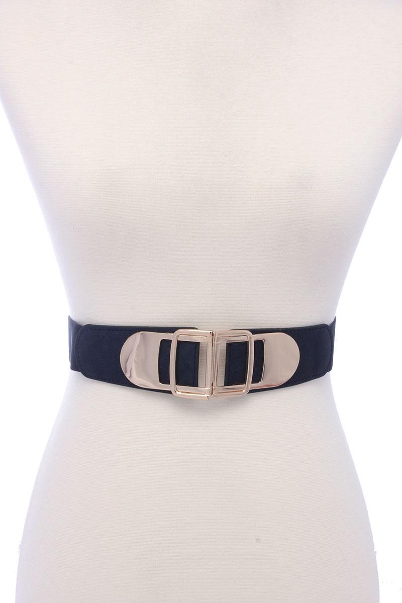 Metal Buckle PU Leather Elastic Belt