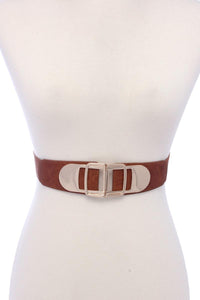 Metal Buckle PU Leather Elastic Belt