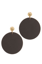 Load image into Gallery viewer, Leather Circle Post Drop Earring
